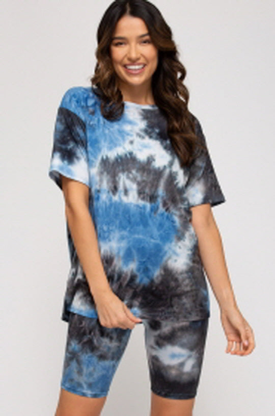 Blue Charcoal Tie-dyed Set