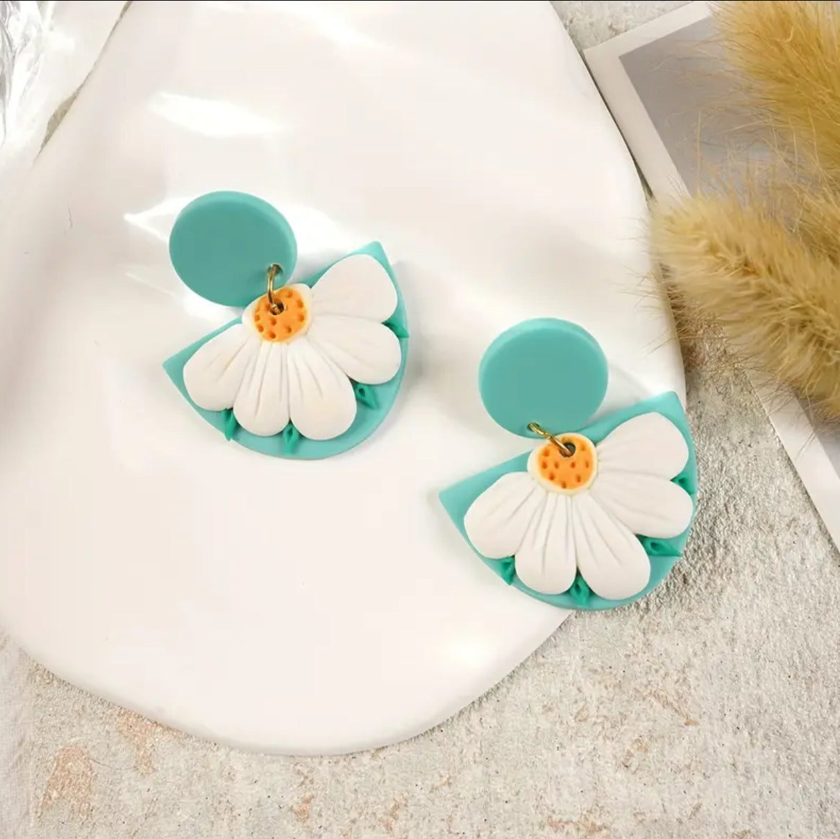 White Flower Earrings