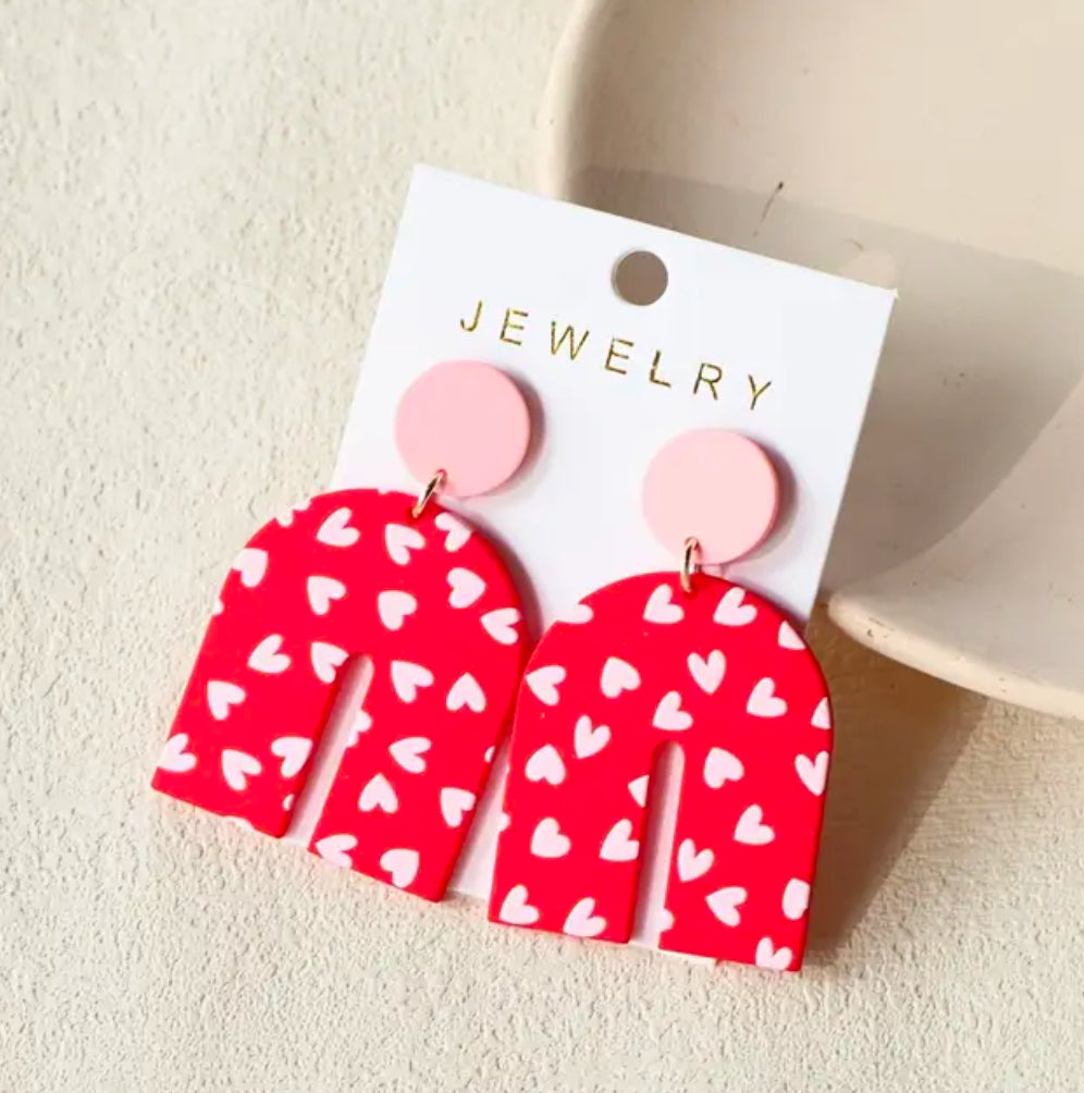 Pink Heart Earrings
