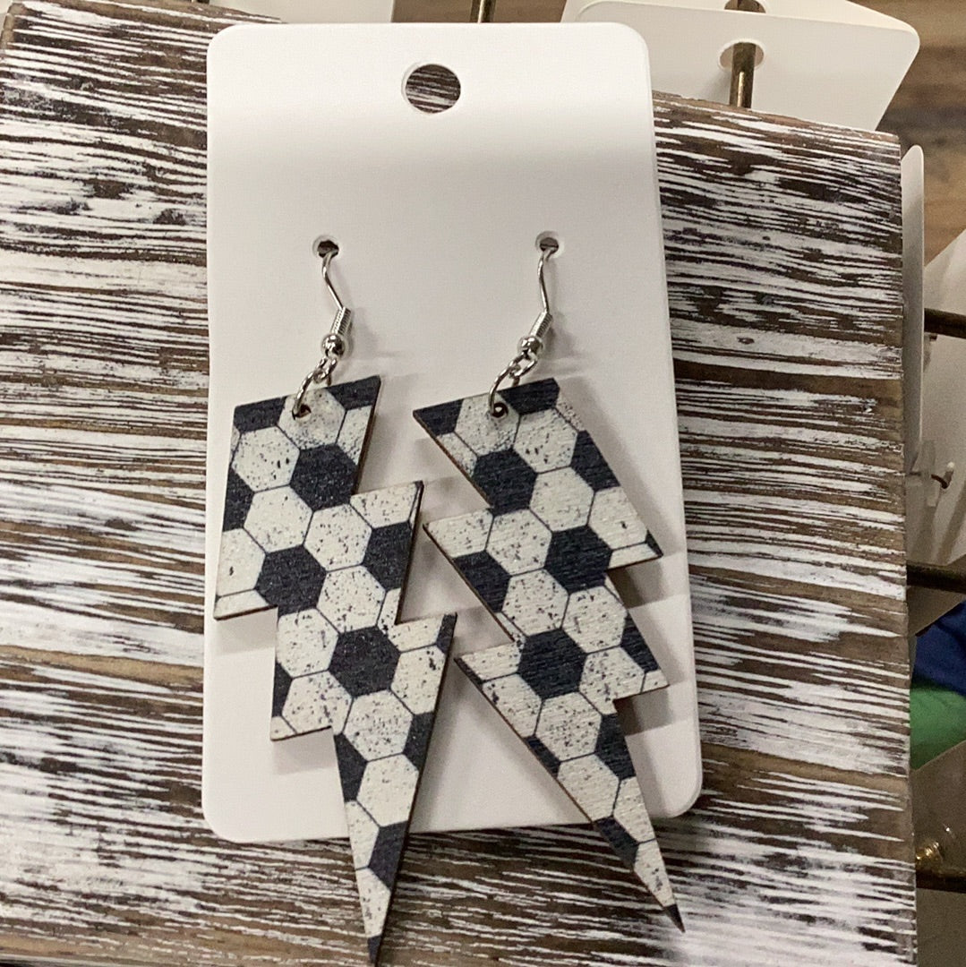 Soccer Lightning Bolt Earrings