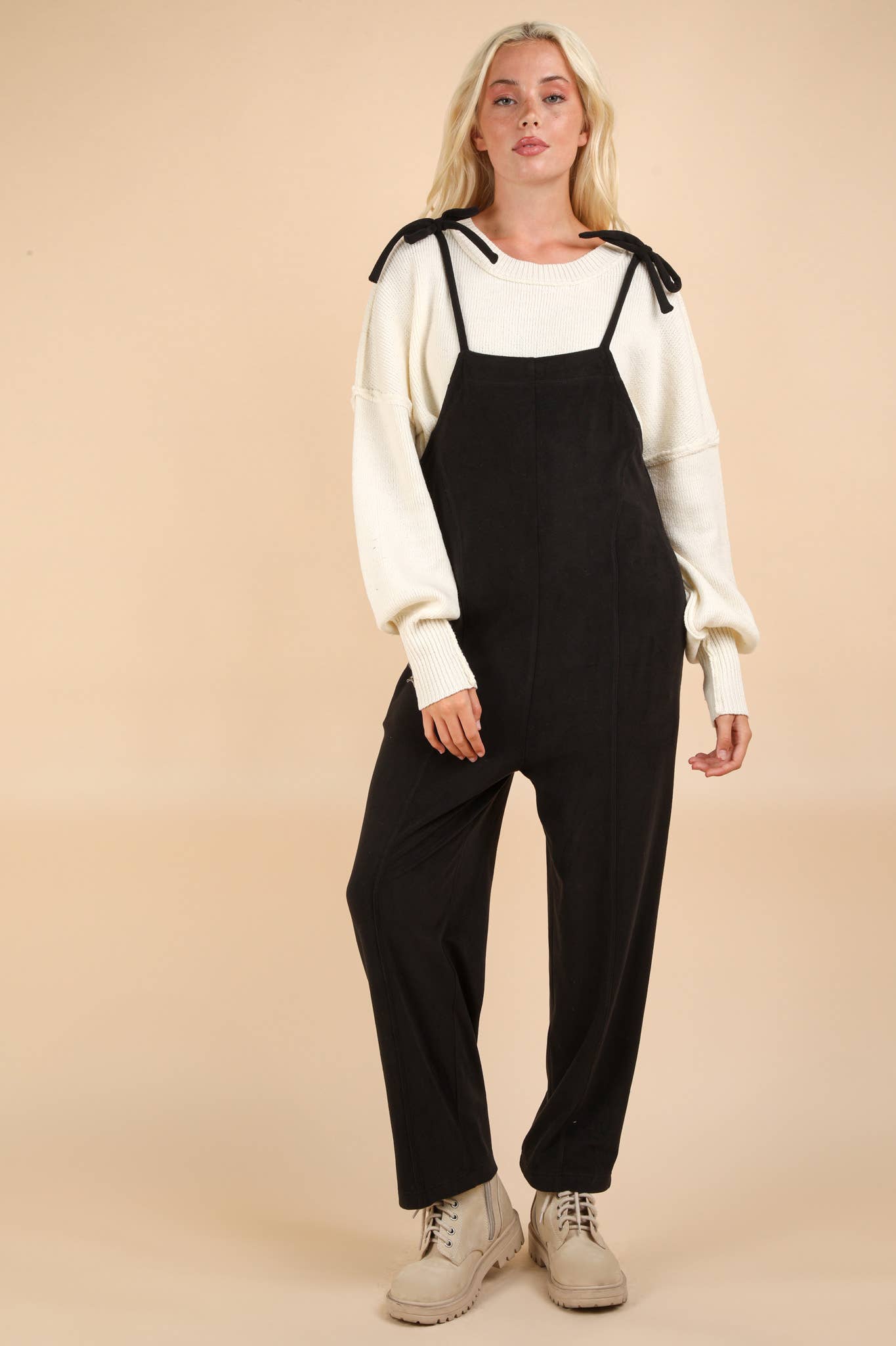 Fleece Baggy Backless Casual Jumpsuit