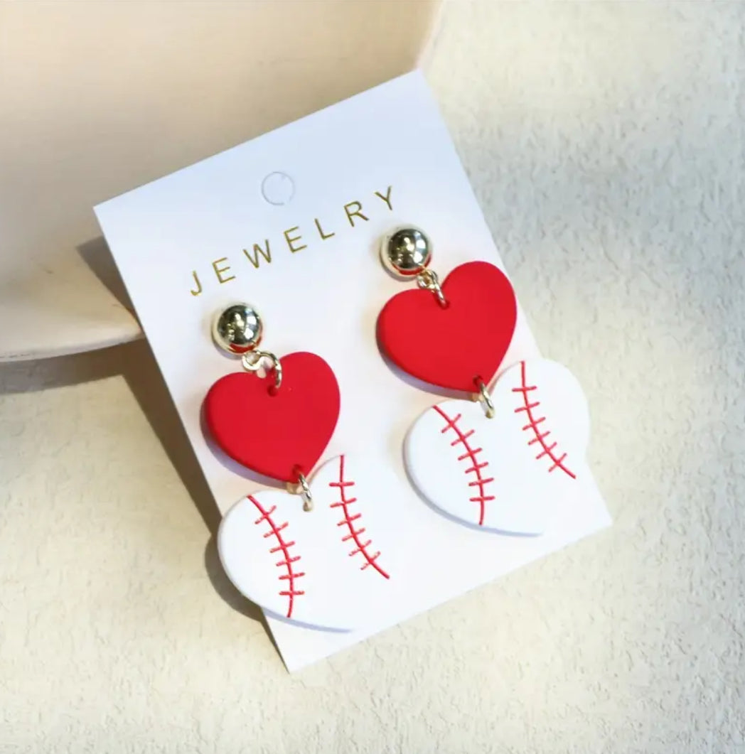 Baseball Heart Earrings