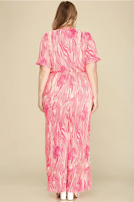 Pink Plisse Jumpsuit