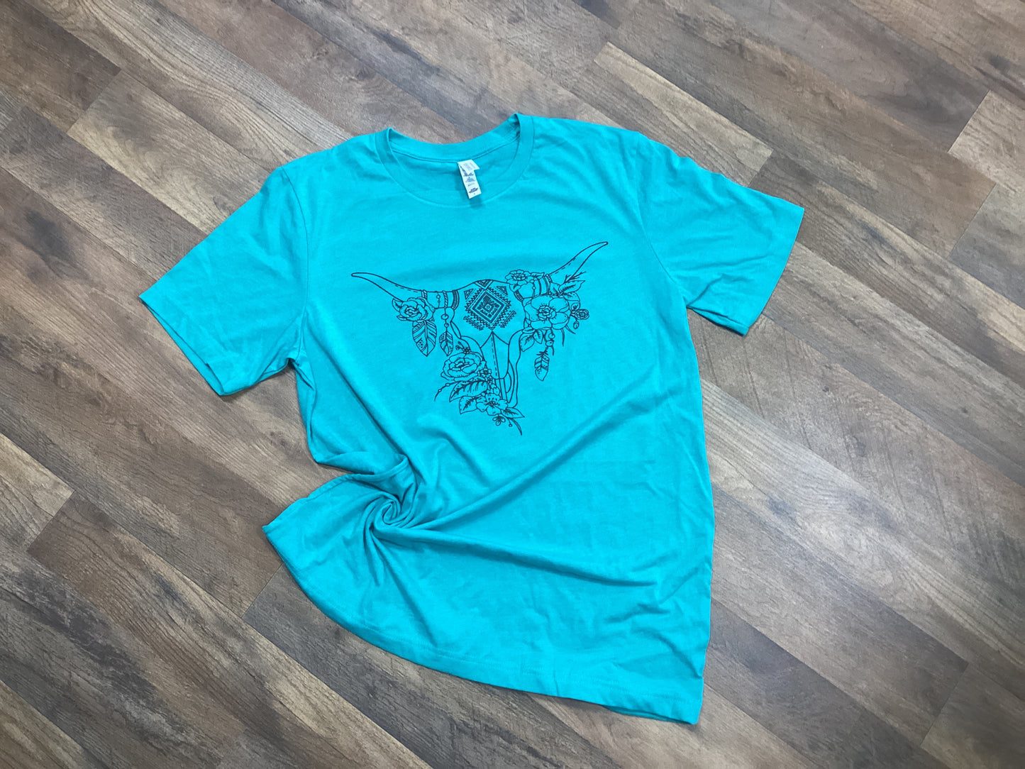 Cow Skull with Flowers tee