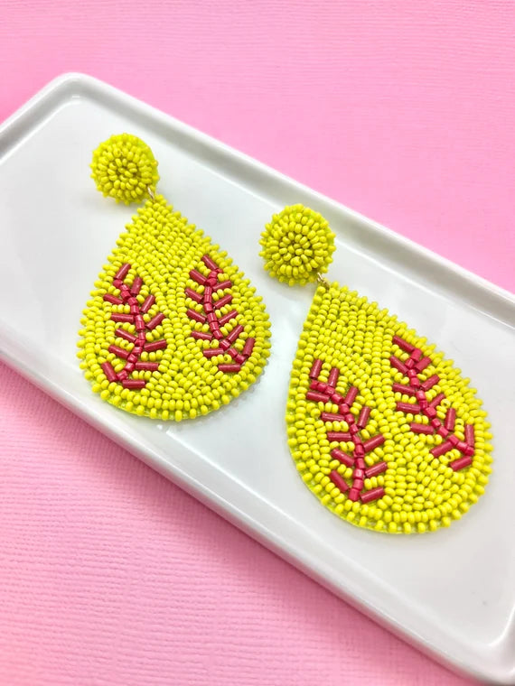 Softball Beaded Earrings