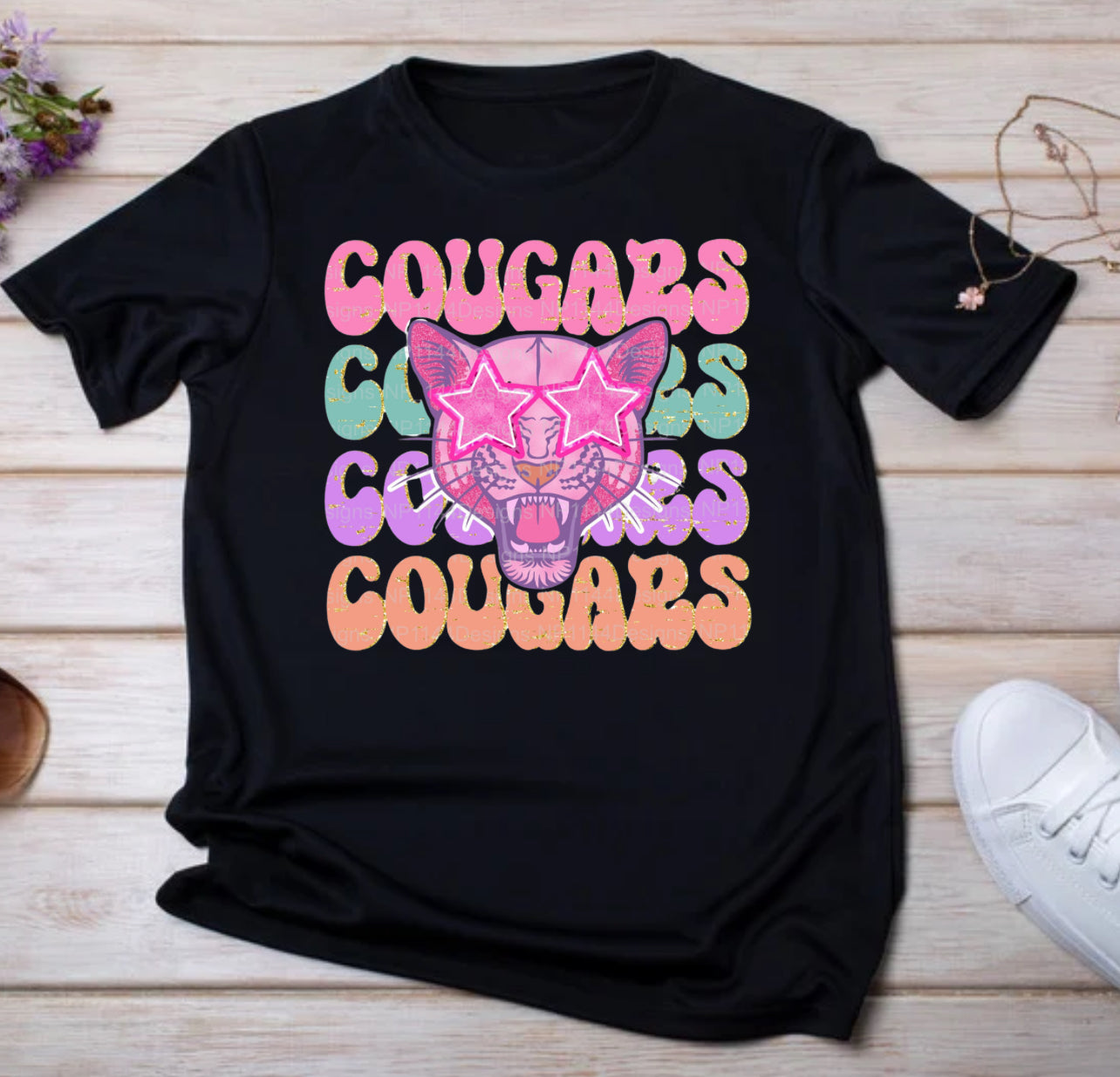 Pink Star Cougars Tee