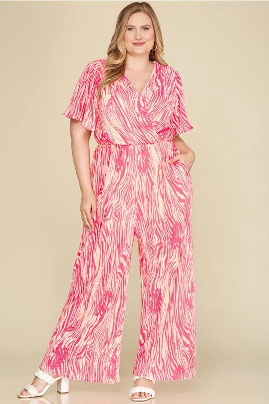 Pink Plisse Jumpsuit
