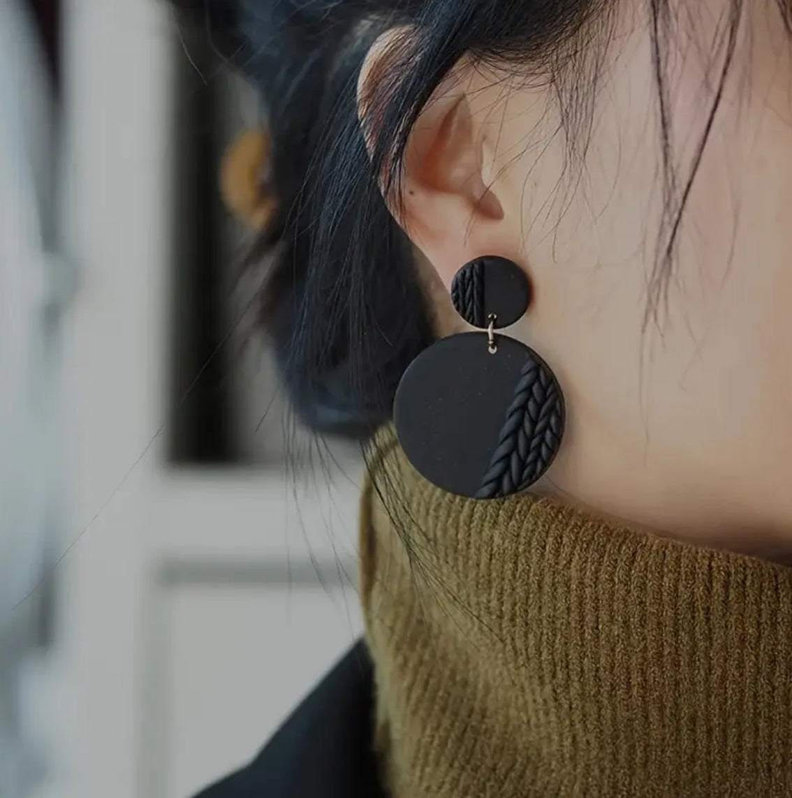 Black Braided Earrings