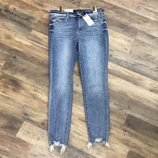 Judy Blue Distressed Bottom Cut-Off Mid-Rise Jeans