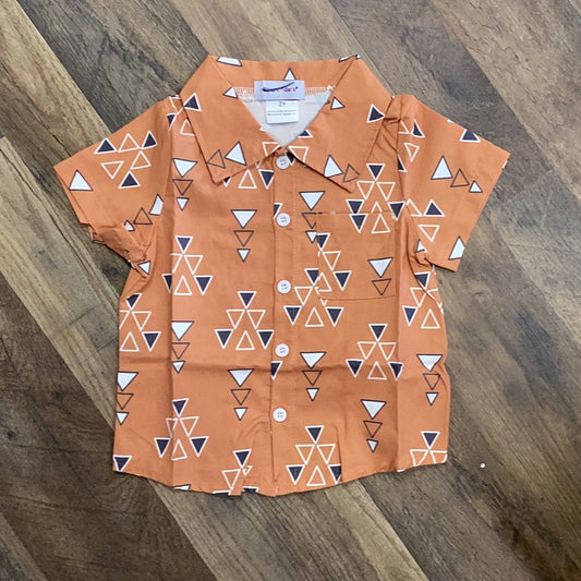 Orange Triangle Button-Up
