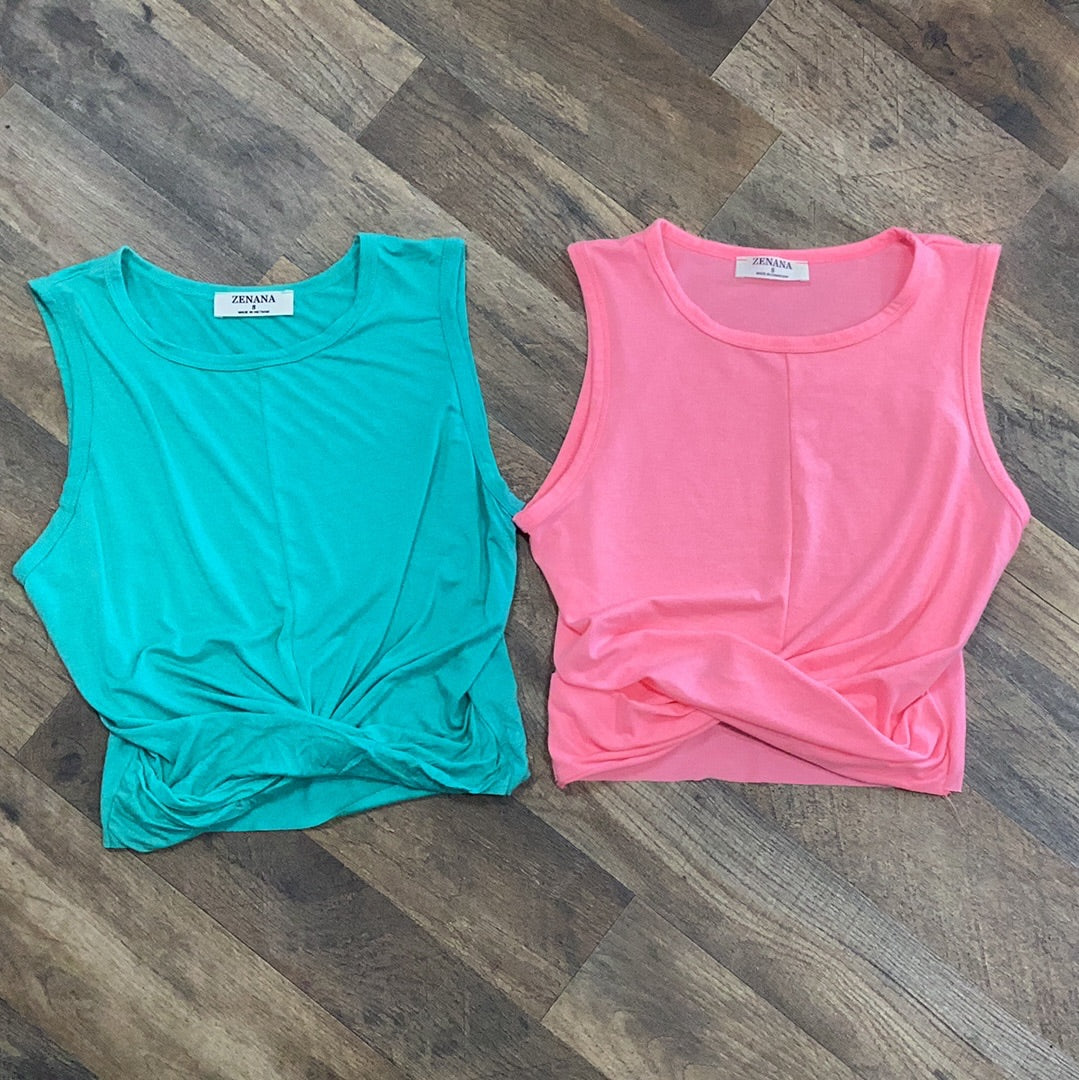 Front Twist Cropped Tank