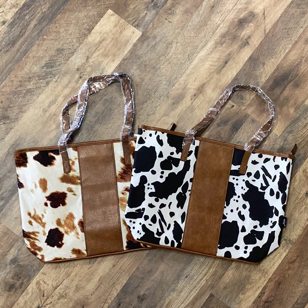 Cow print tote