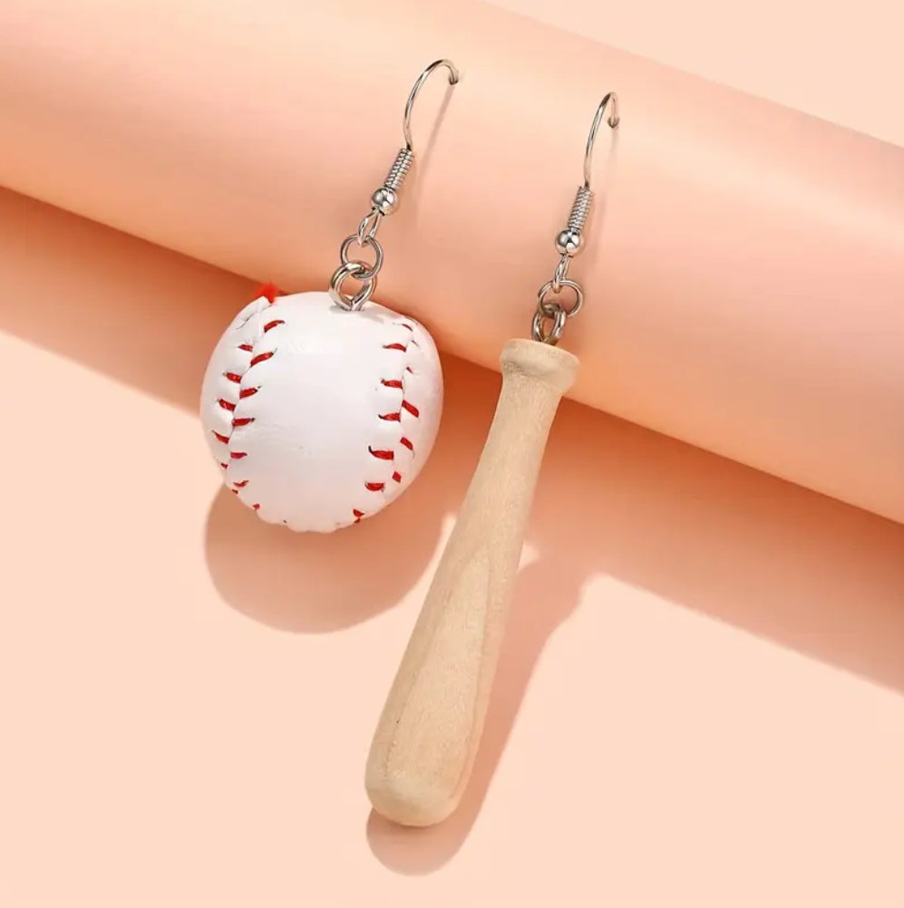Baseball and Bat Earrings