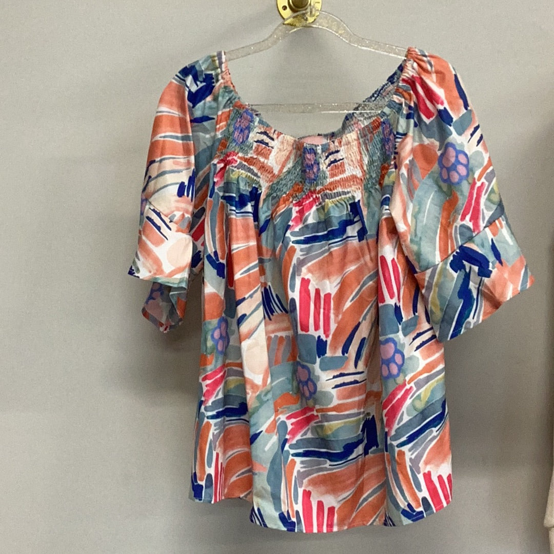 Multicolored paw print blouse