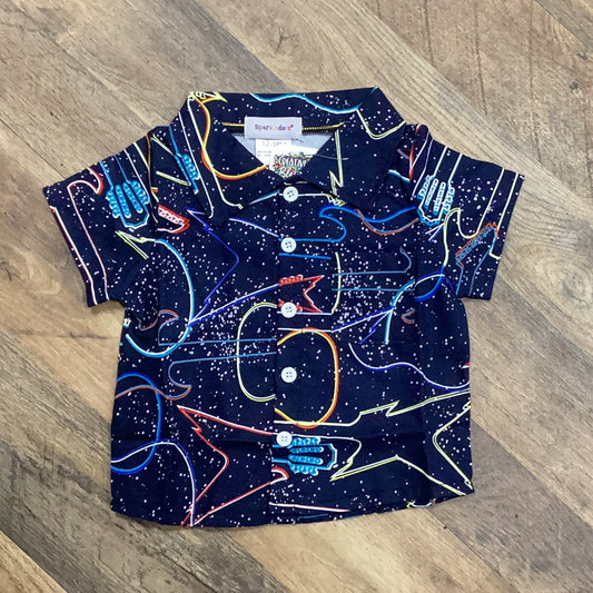 Neon Guitar Button Up