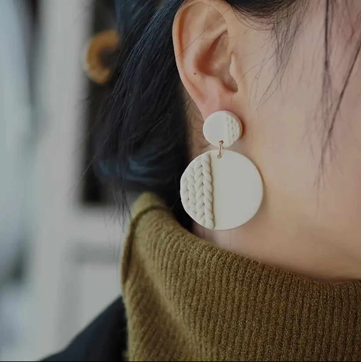 Cream Braided Earrings