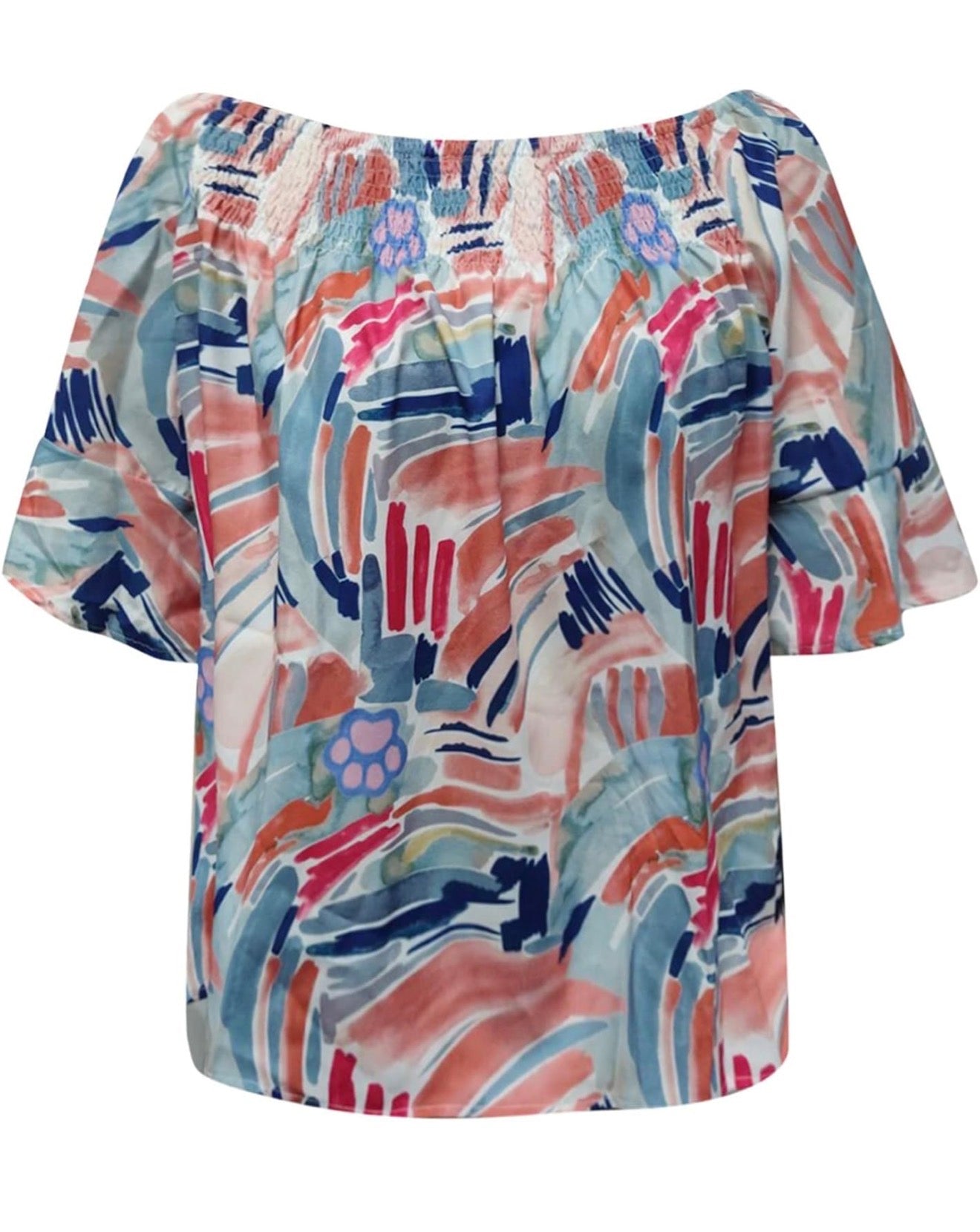 Multicolored paw print blouse