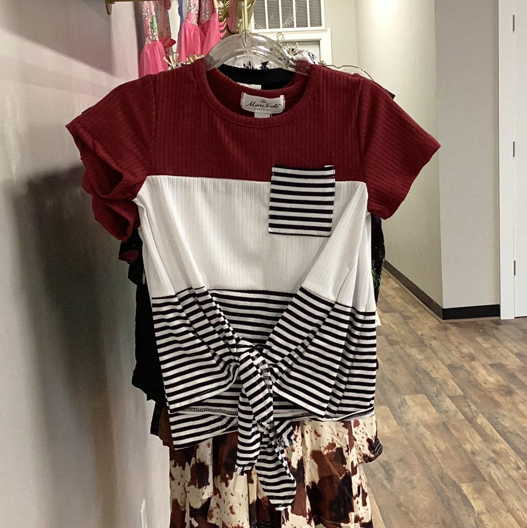 Block Color Front Knot Top