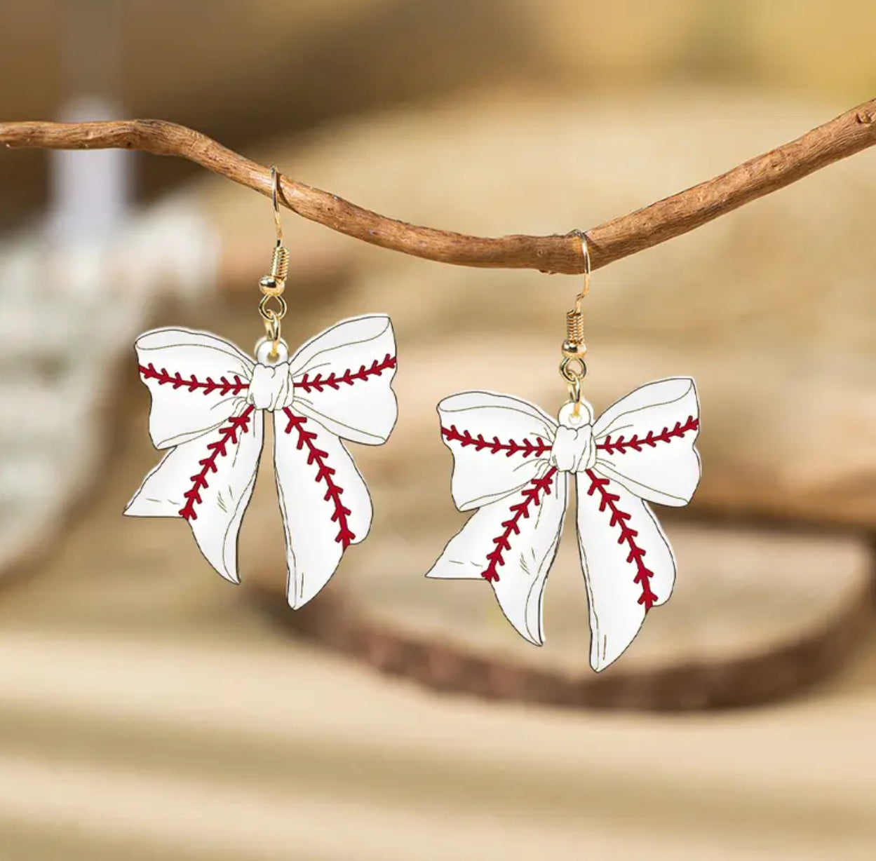 Baseball Bow Earrings