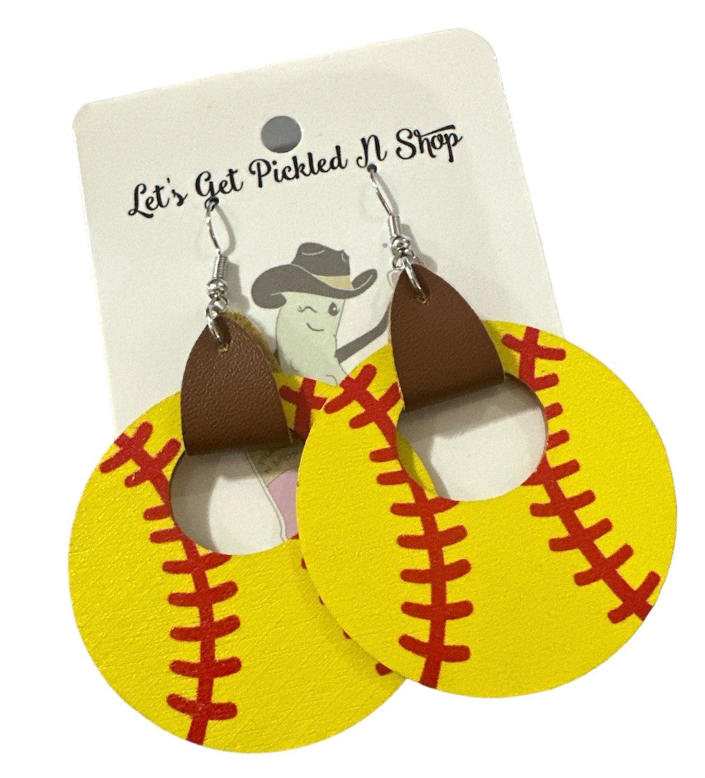 Softball Wood Earrings