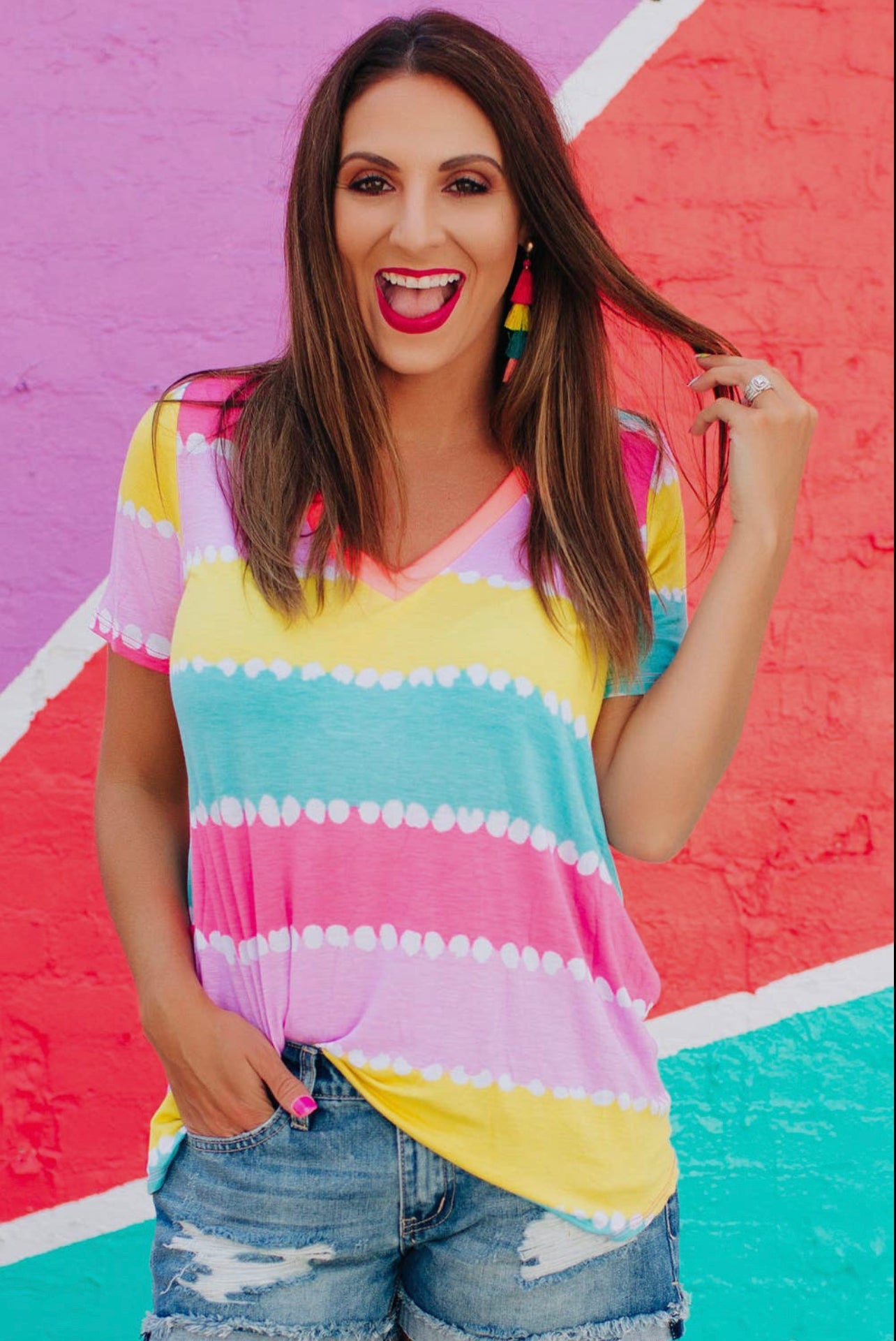 Bright Striped Colorblock Top