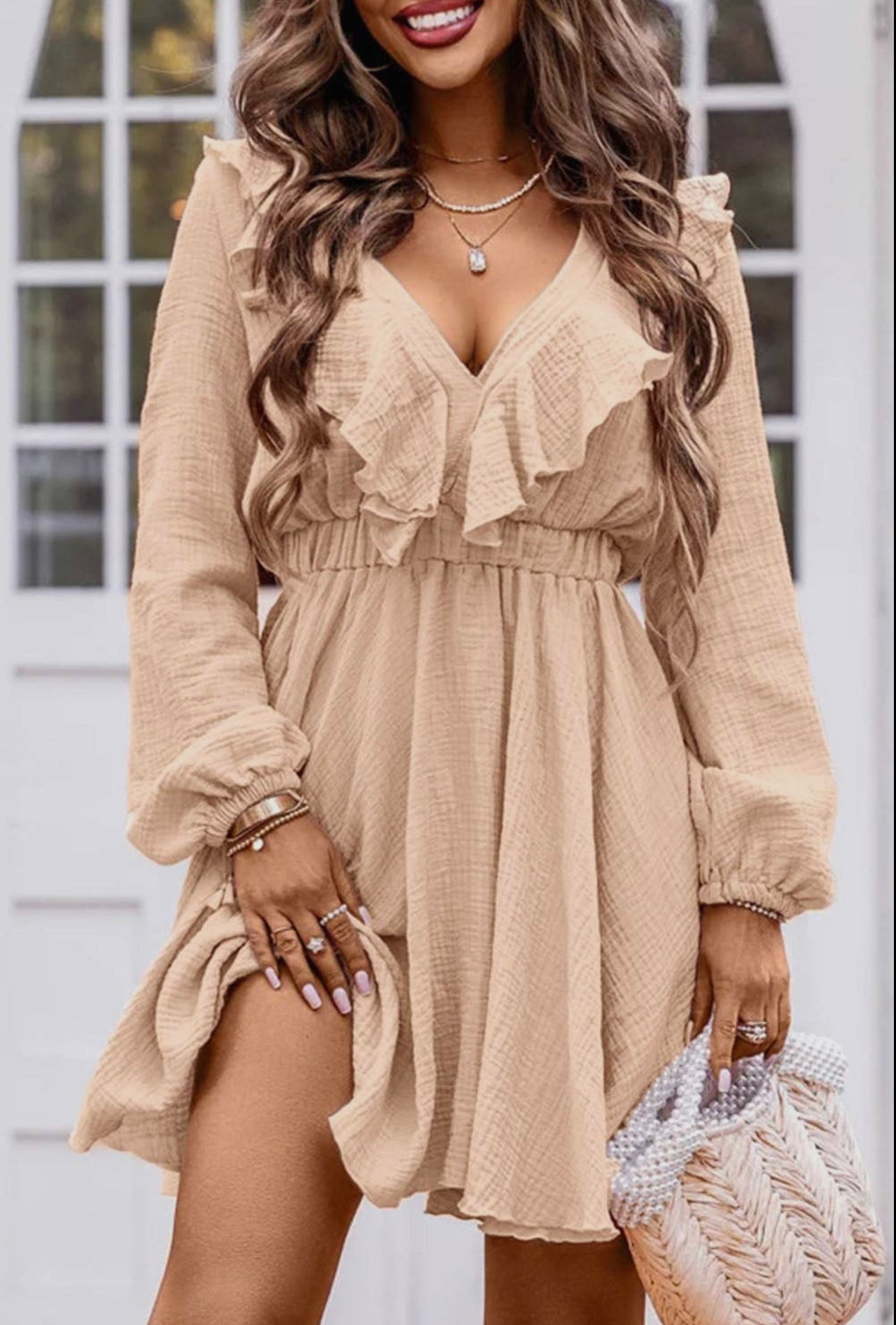 Textured Ruffled Dress