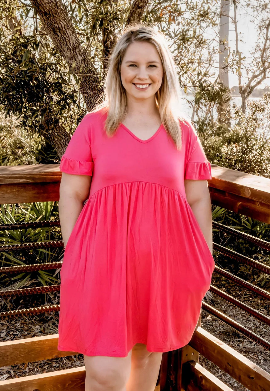 Ruffled Sleeve Babydoll Dress