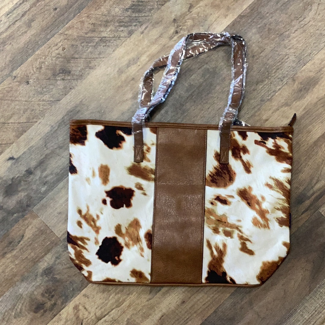 Cow print tote