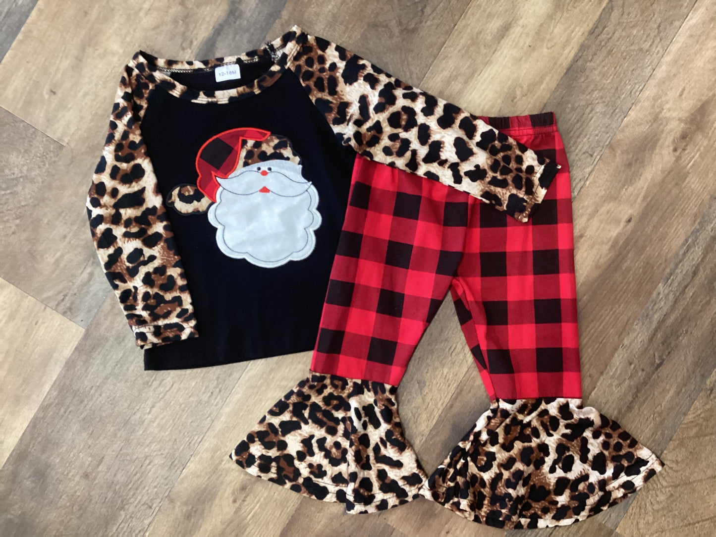 Cheetah & Red Plaid Santa Outfit
