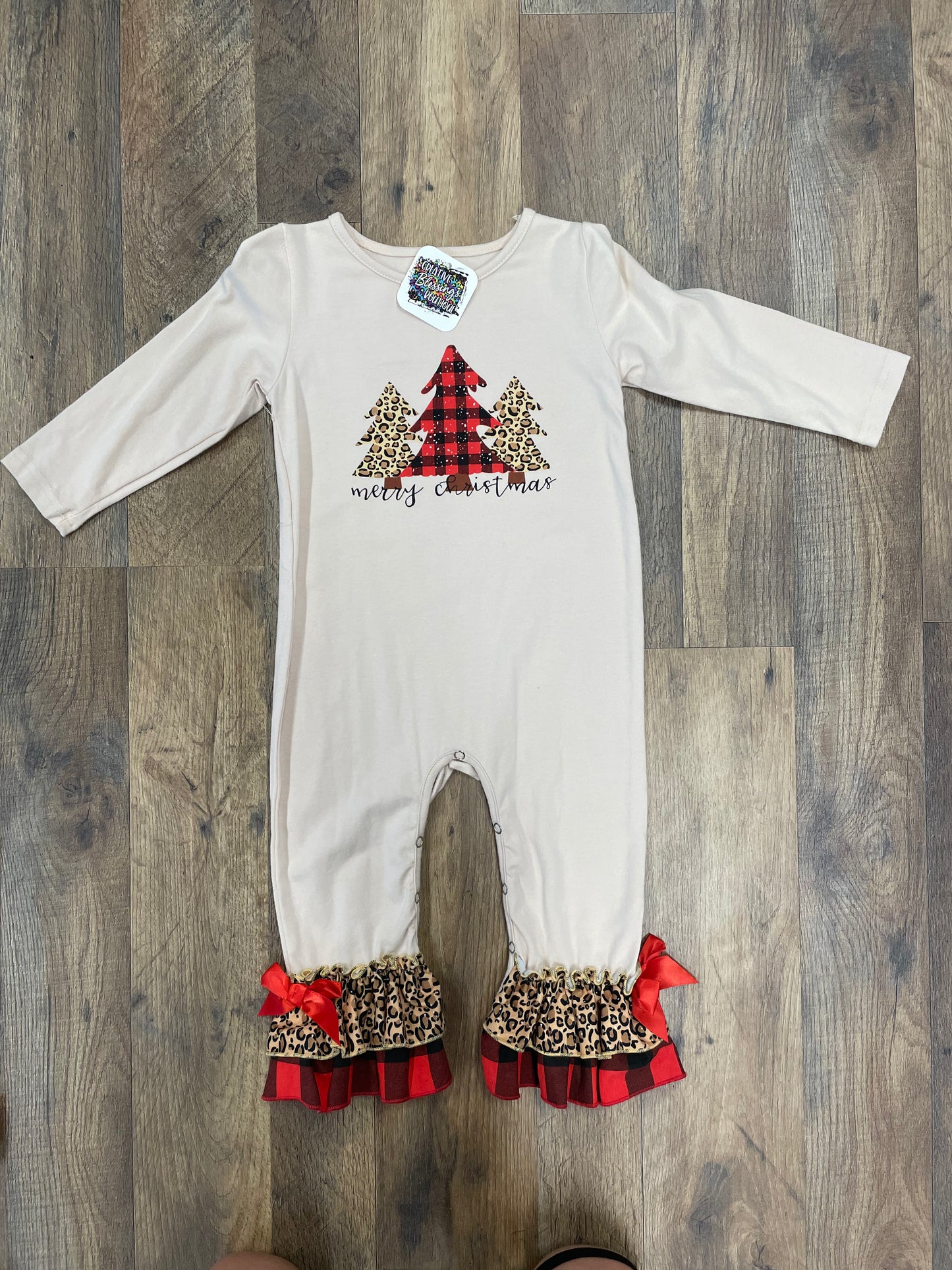 Leopard Merry Christmas Romper