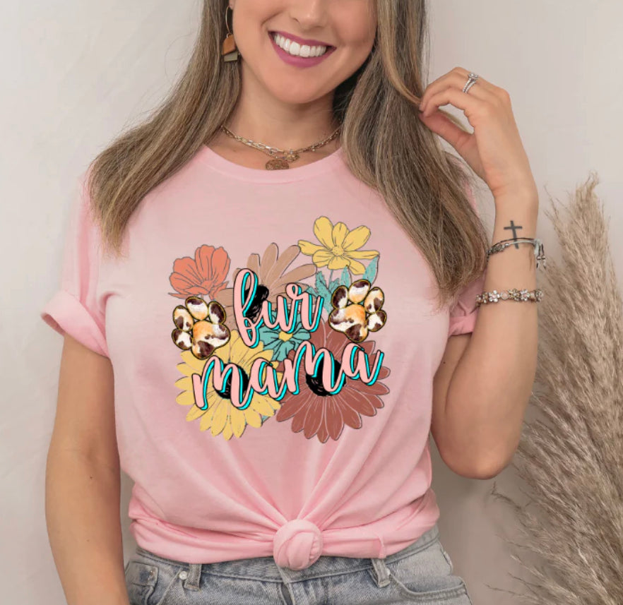 Floral Fur Mama Clear Screen Print