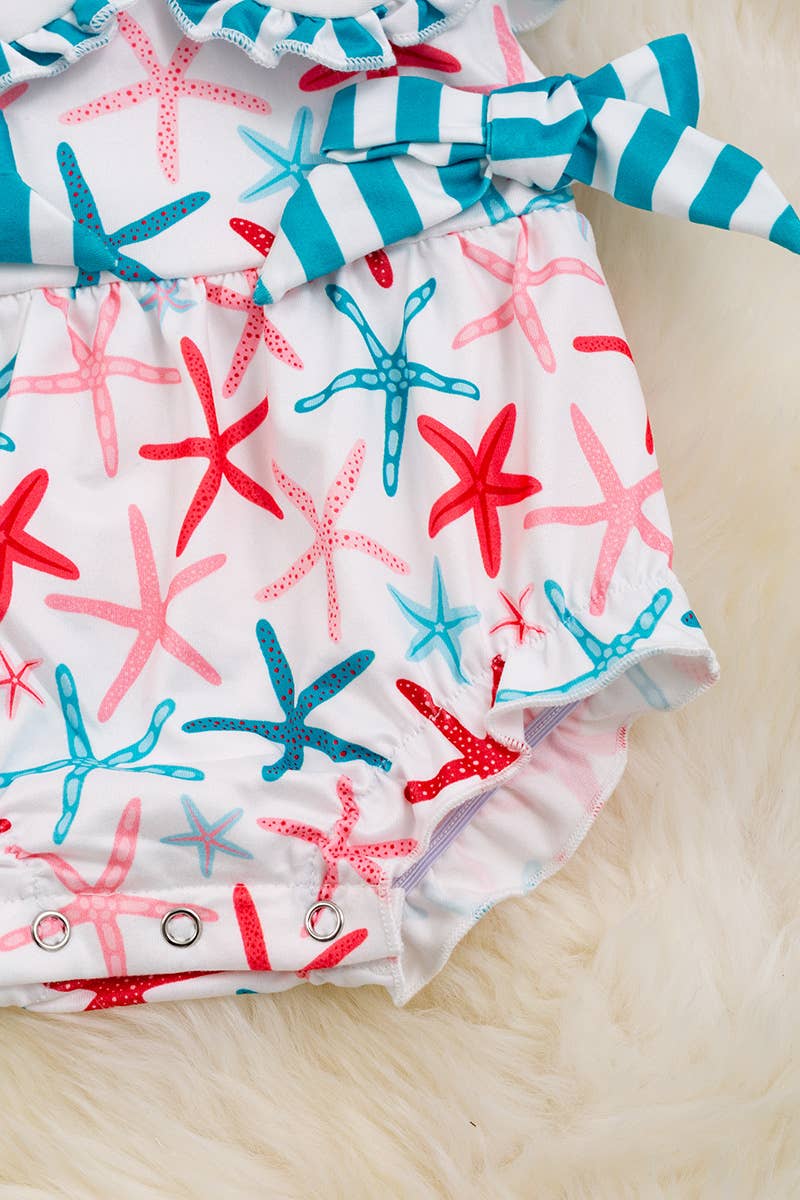 Starfish Romper With Ruffle Hem