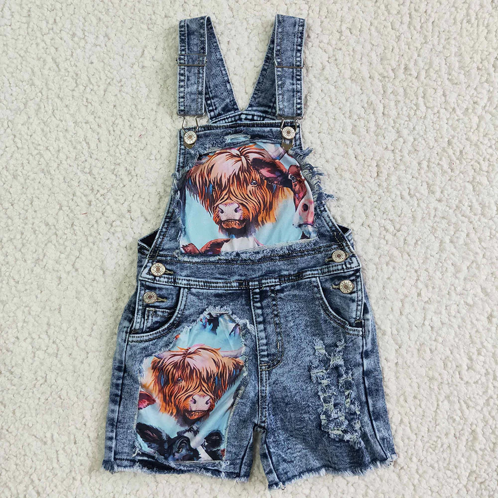 Highland Cow Denim Overalls