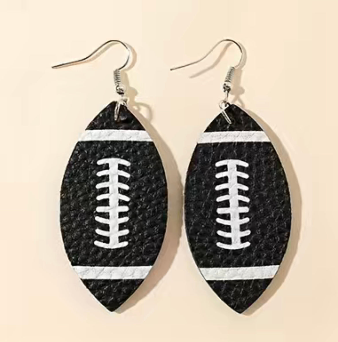Black Football Earrings