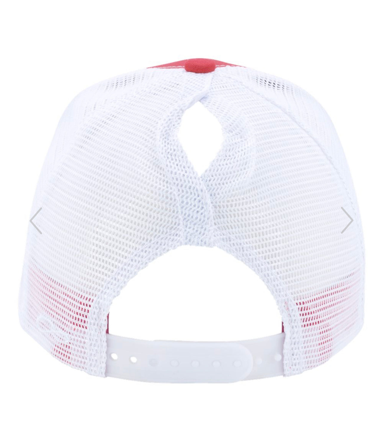 Coral And White Ponytail Hat