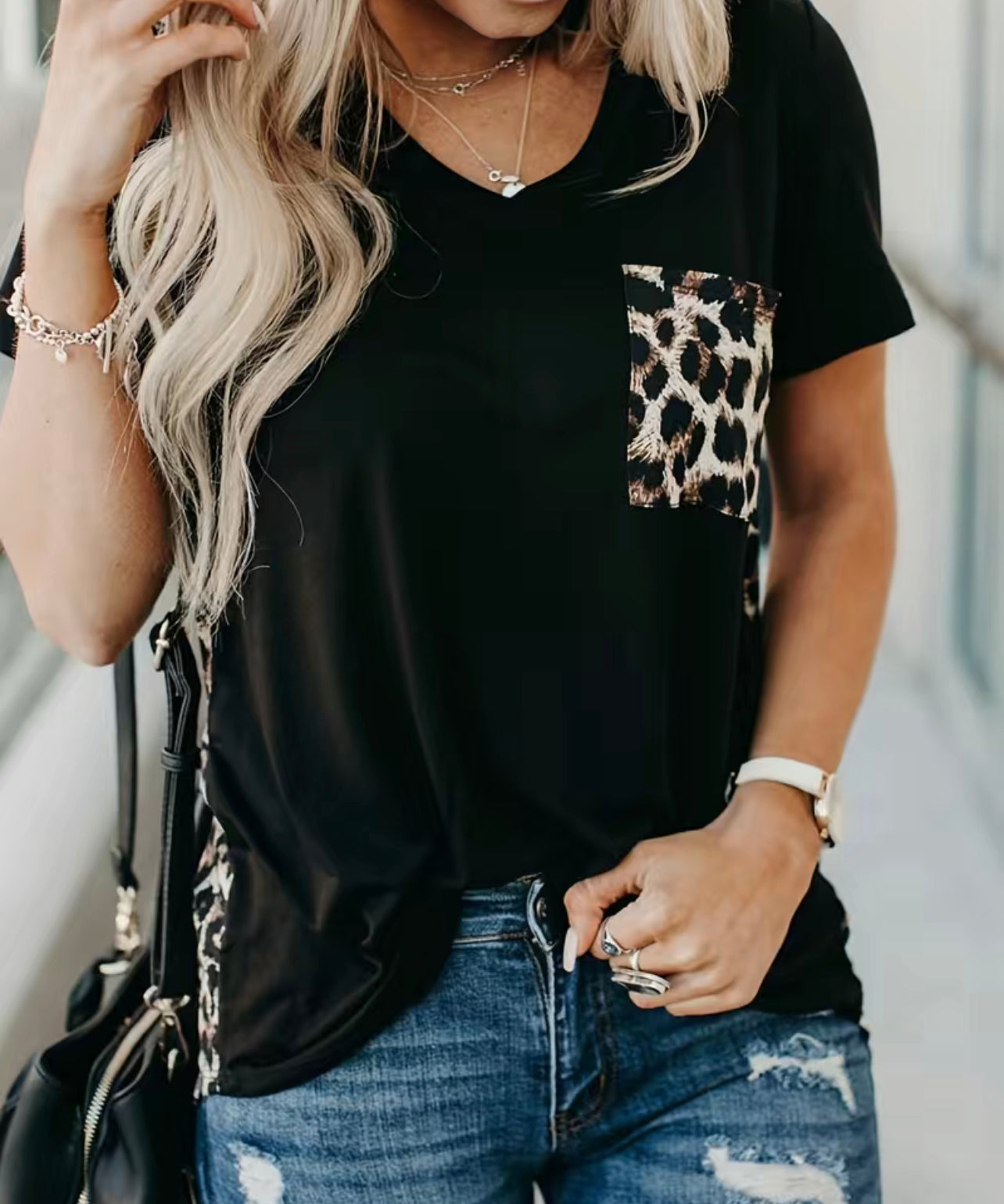 Black Leopard Top