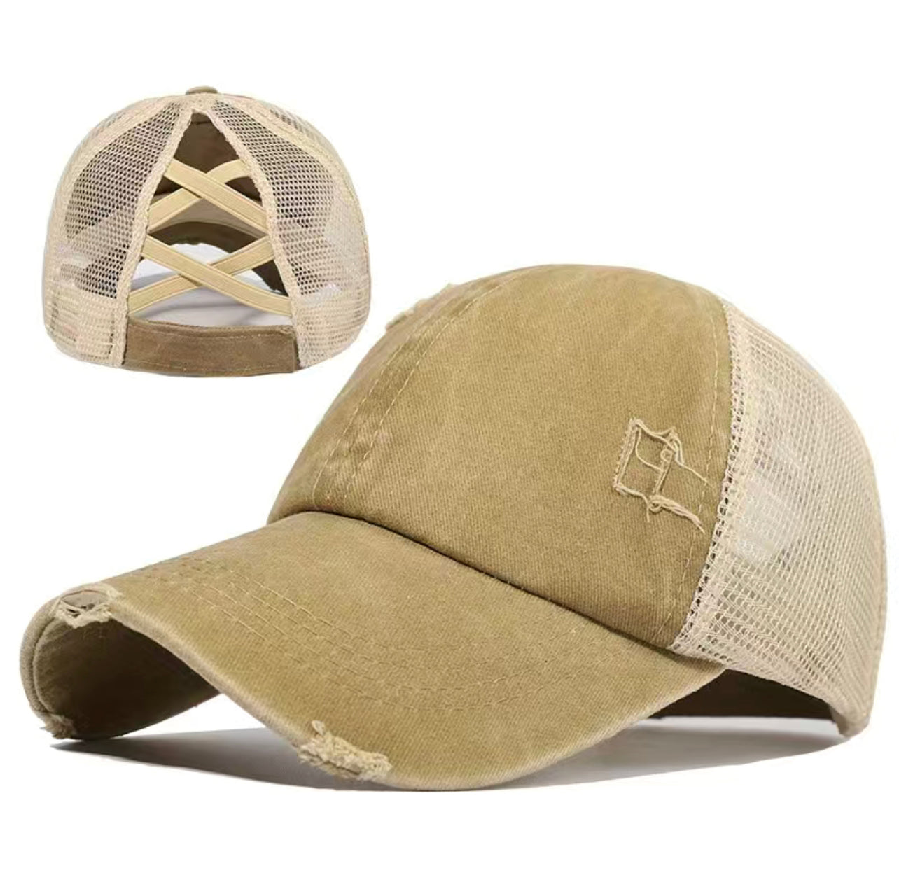 Khaki Ponytail Hat