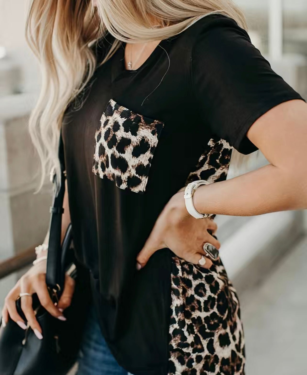 Black Leopard Top