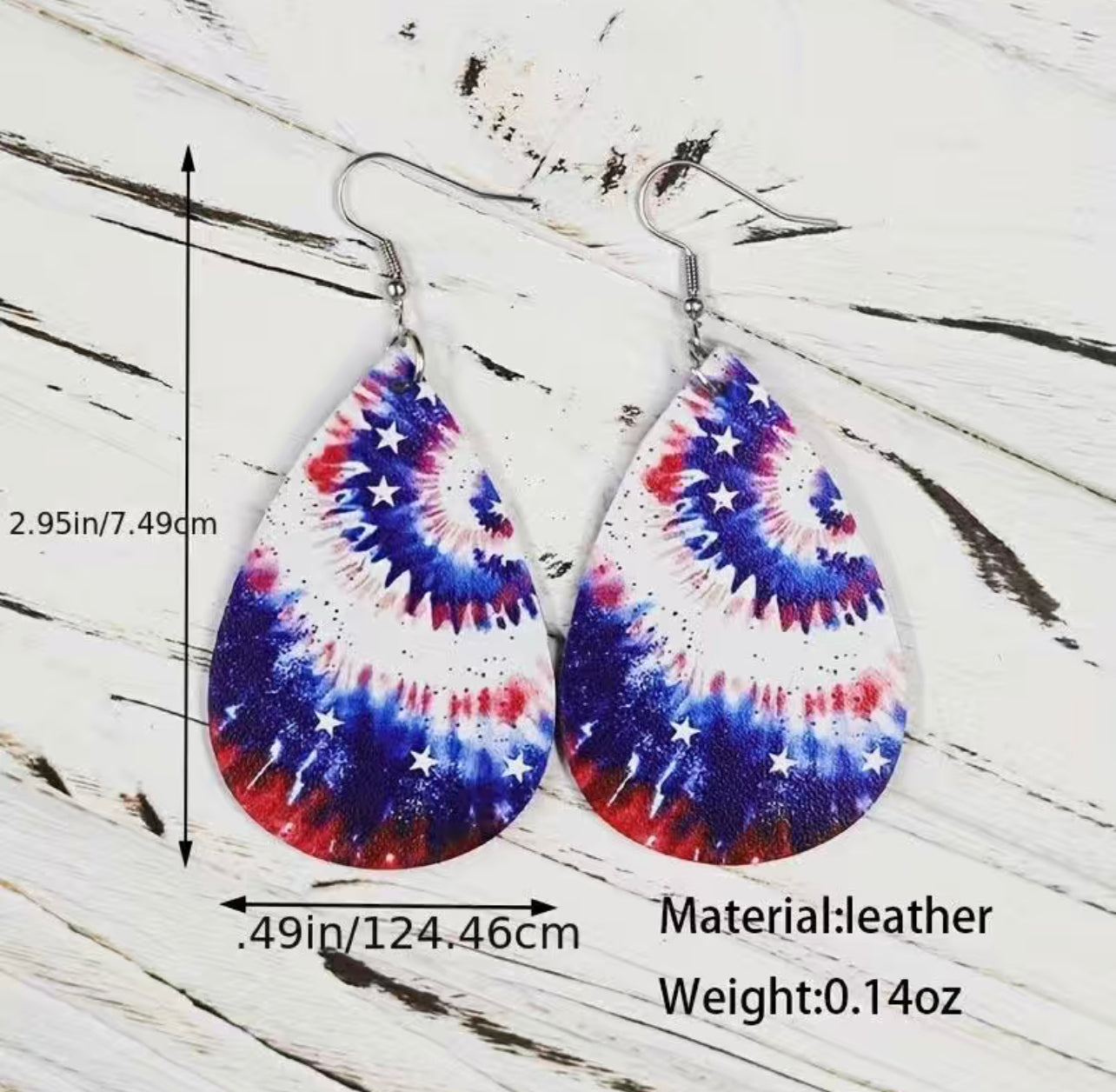 Red, White, And Blue Tie Dye Earrings