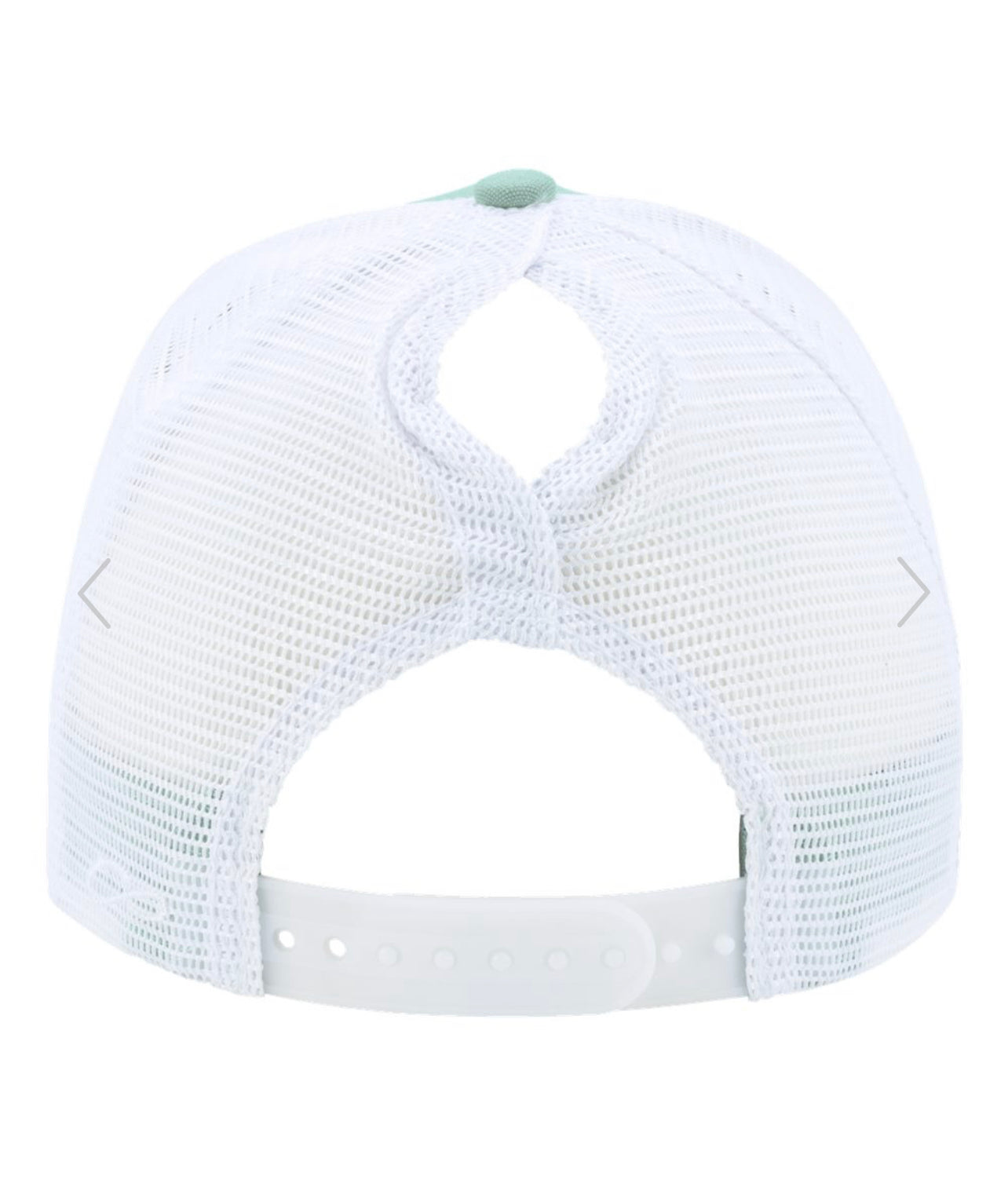 Seafoam And White Ponytail Hat