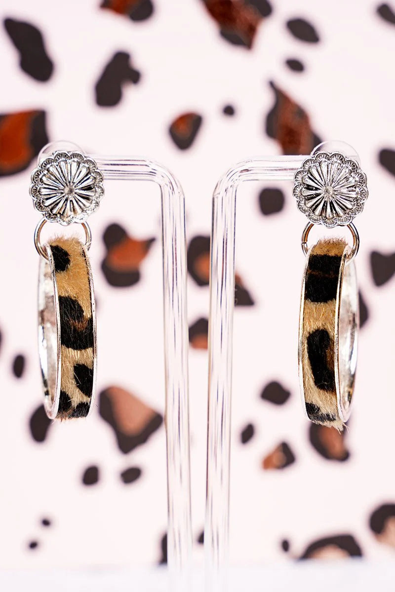 Black and brown cheetah print earrings