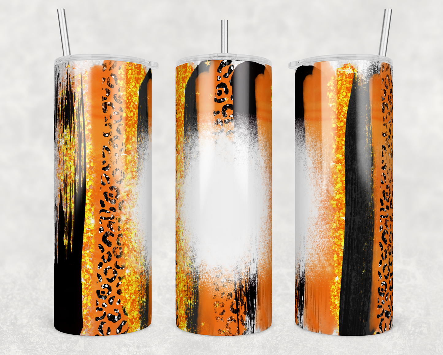 Orange & Black Leopard Print Tumbler