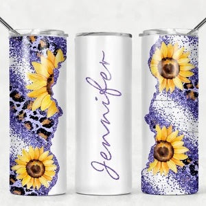 Purple & Leopard Sunflower Tumbler