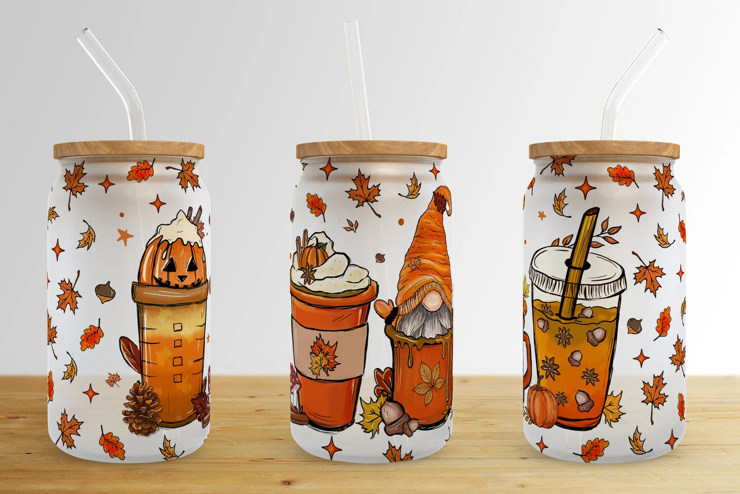 Fall Coffee Glass Tumbler