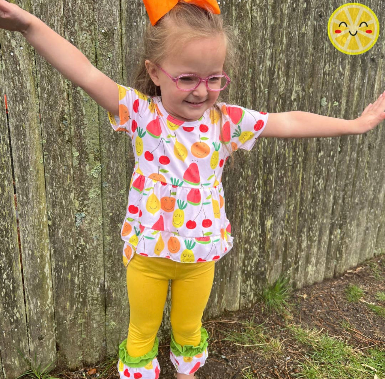 Happy Fruits Ruffled Tunic Outfit