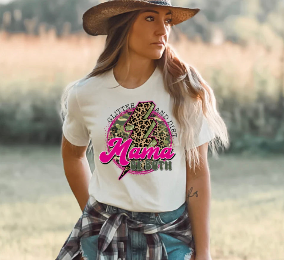 Glitter And Dirt Mama Of Both Clear Screen Print