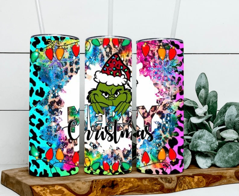 Rainbow Leopard Merry Christmas Tumbler