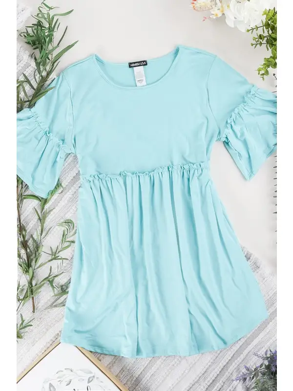 Mint Ruffled Sleeve Top