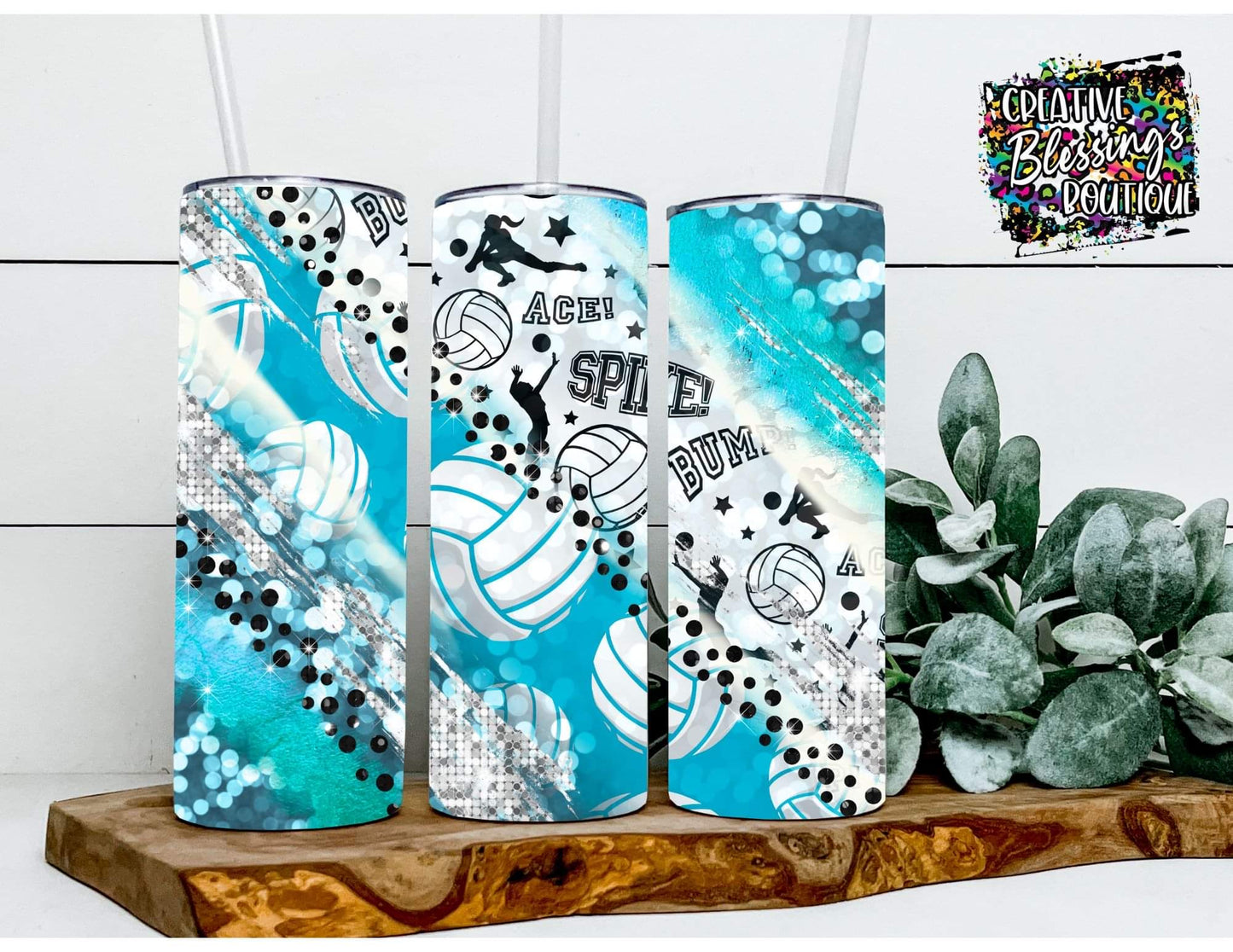 Blue Volleyball Tumbler