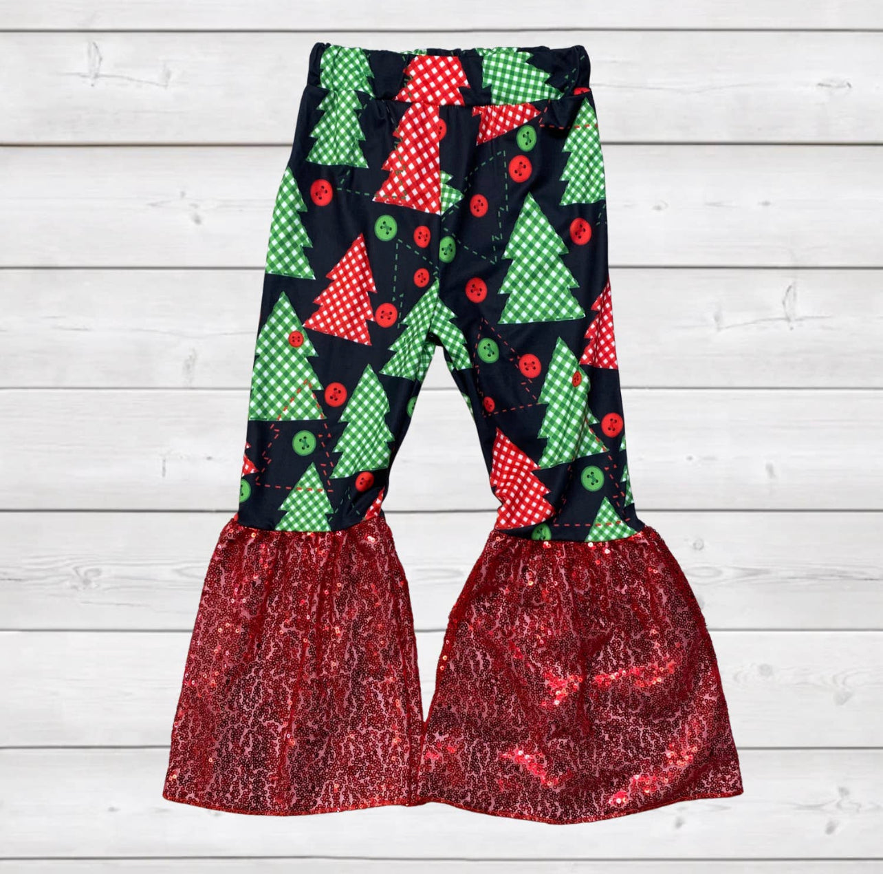 Red Sequin Christmas Tree Flares